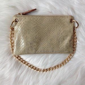 Big Buddha gold reptile print chain bag